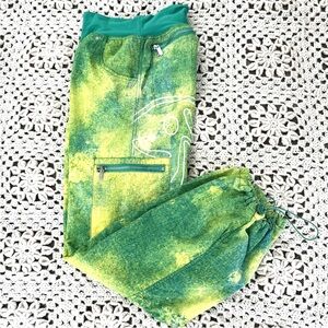 Zumba Pants Joggers Green Cargo Parachute Adjustable Ankle Strap XS